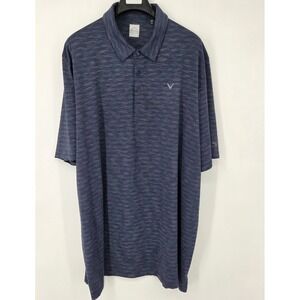Callaway Golf Polo Shirt Men 4XLT Blue Striped Performance Short Sleeve Opti-Dri